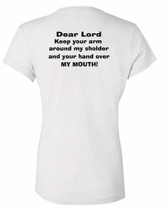 Ladies "Hand Over My Mouth"  Christian V-Neck T-Shirt